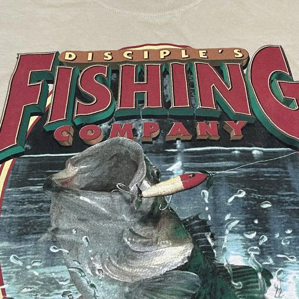 Vintage 2000 Disciple’s Fishing God Jesus Fish Nature Graphic T-shirt Mens XL - Picture 7 of 12